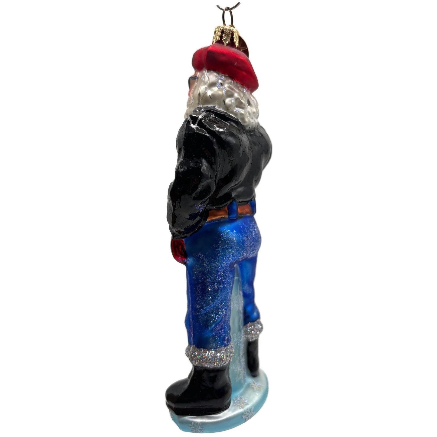 Christopher Radko Santa Dude Leather Jacket Christmas Tree Ornament 01-0227-0