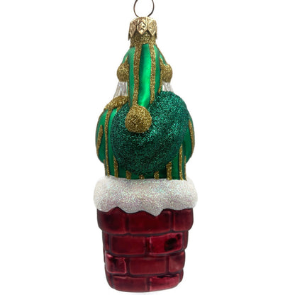 Patricia Breen Here Comes Santa Claus Green Stripes Variant Christmas Ornament
