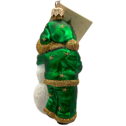 Patricia Breen Friends Green Gold Stars Santa Snowman Christmas Tree Ornament