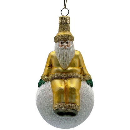 Patricia Breen Snowbound Santa Claus Gold Pearl Snowball Christmas Tree Ornament
