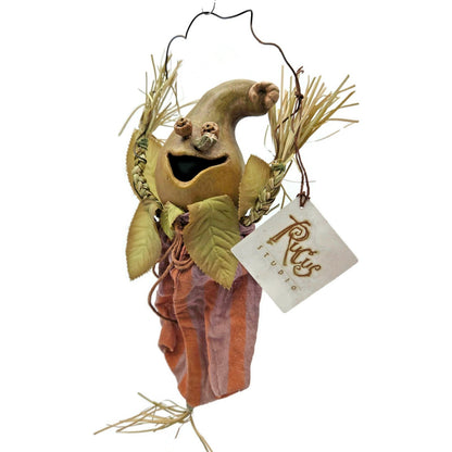Rucus Studio Gourdy 2001 Scott Smith Halloween Folk Art Gourd Figure 9” Retired