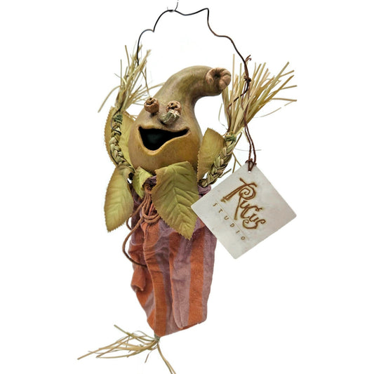 Rucus Studio Gourdy 2001 Scott Smith Halloween Folk Art Gourd Figure 9” Retired