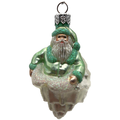 Patricia Breen Turitella Santa Aquatic Green Shell Nautical Christmas Ornament