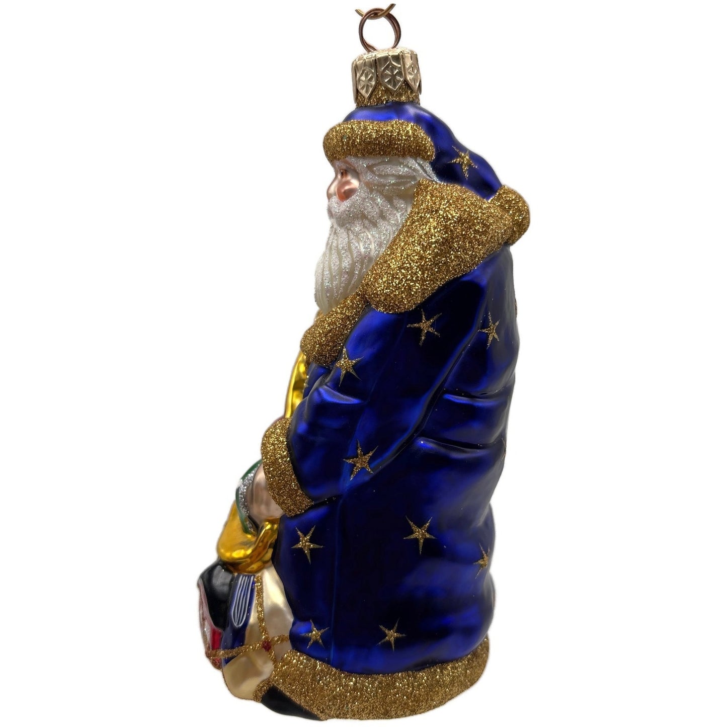 Patricia Breen Presents Blue Santa Claus Gifts Toys Stars Christmas Ornament