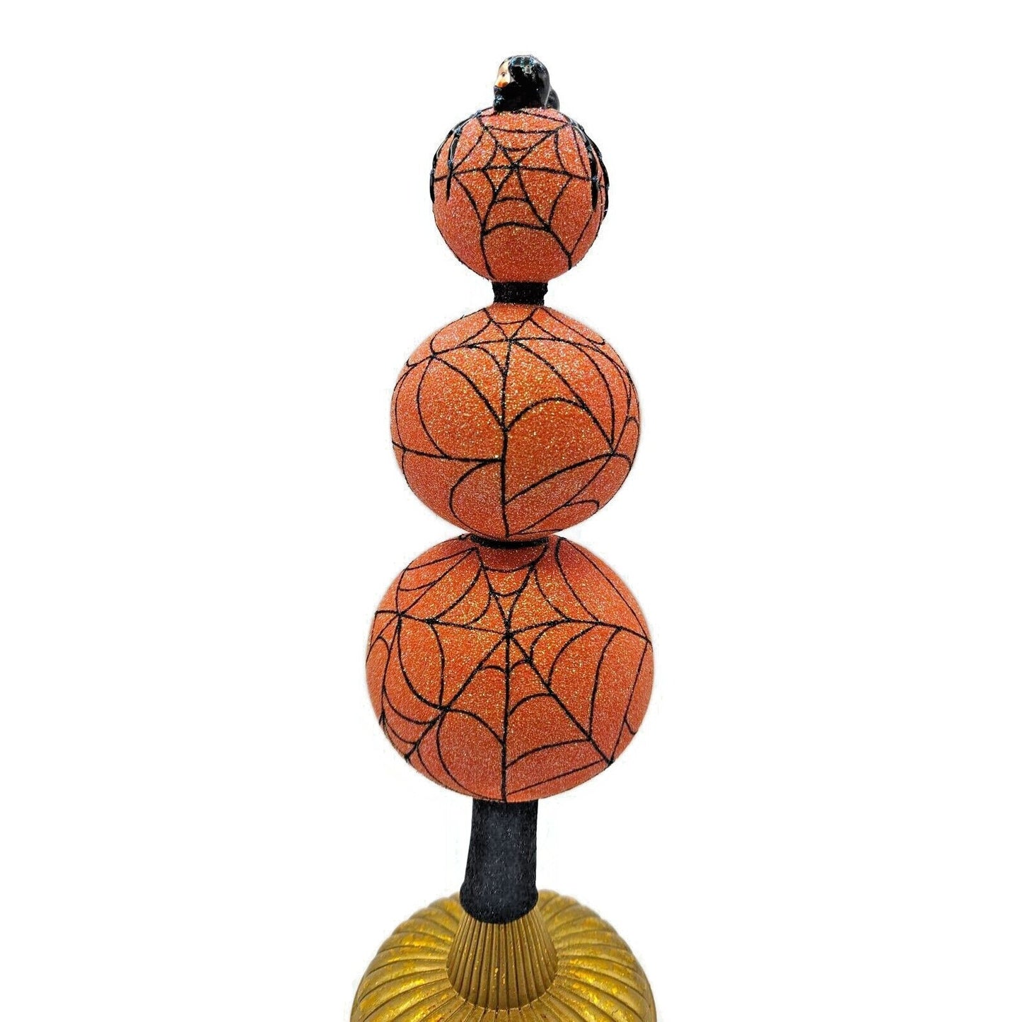 Patricia Breen Webmaster Orange Spider Web Finial Halloween Holiday Tree Topper