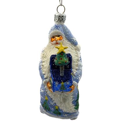 Patricia Breen Jack In The Box Santa Blue Snowflakes Christmas Tree Ornament NM