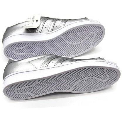 Adidas Superstar Silver Metallic Leather Shoes Ladies Size 9 Shell Toe FY1155