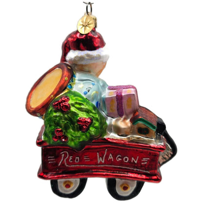 Christopher Radko Red Wagon Rider Gifts Boy Christmas Tree Ornament 00-155-0