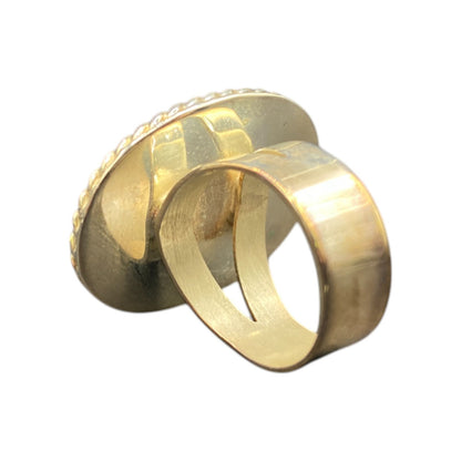 Ring Turquoise Gemstone Oval Cabochon Blue 925 Sterling Silver Cocktail Size 8