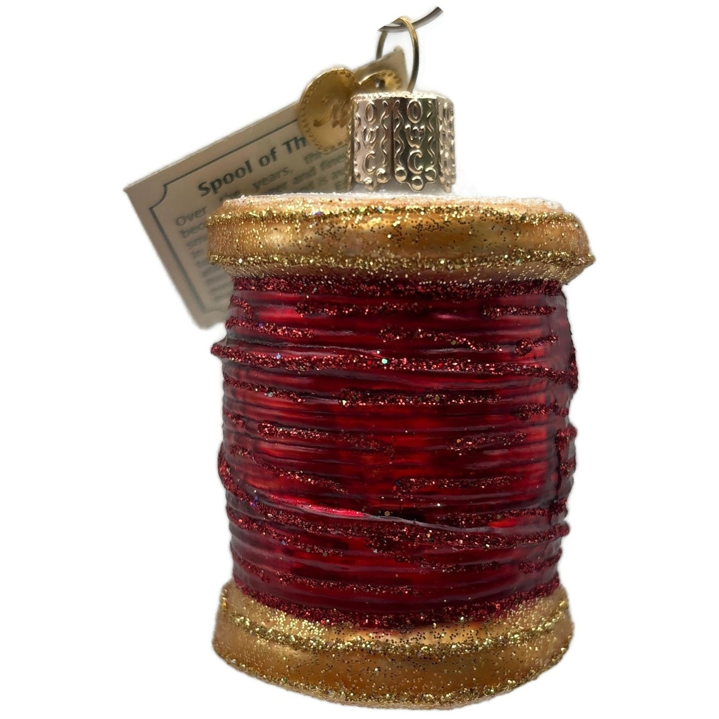 Spool of Thread Sewing Needle Quilter Merck Old World Christmas Red Ornament OWC