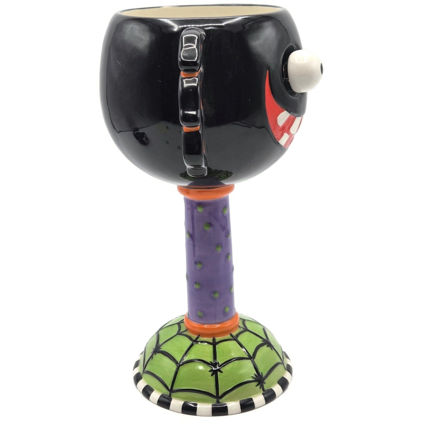 Department 56 Halloween Google Eye Black Spider Web Goblet Spooky Party Drink