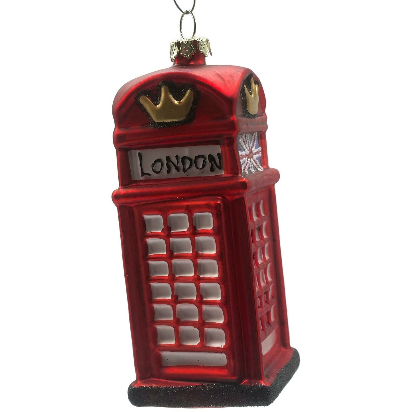 London England Telephone Booth Red Blown Glass Christmas Tree Decor Ornament
