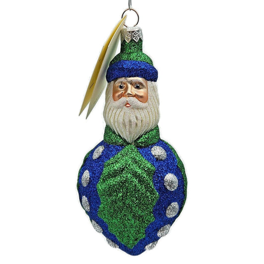 Patricia Breen Hollyberry Santa Claus Blue Green Christmas Holiday Tree Ornament
