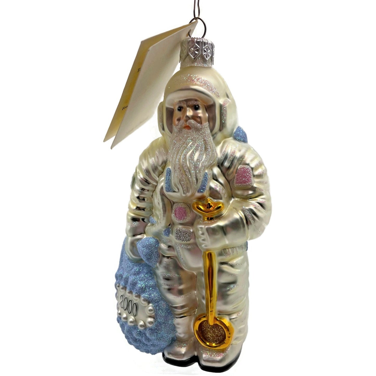 Patricia Breen Millennium Santa Claus Pearl Blue Two Sided Christmas Ornament