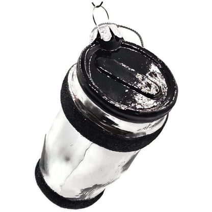 Specialty Travel Coffee Mug To Go Tumbler Silver Black Christmas Tree Ornament