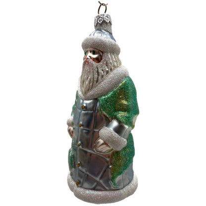 Patricia Breen Global Santa Glittered Continents Blue Green Christmas Ornament