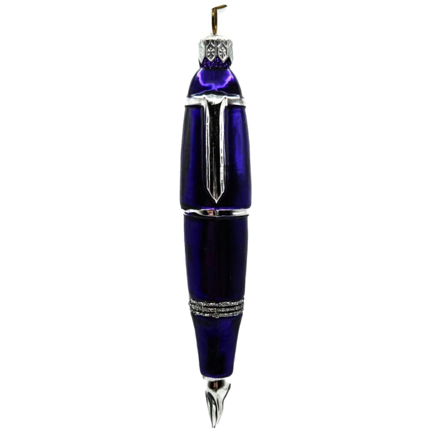 Patricia Breen Pen Purple with Silver Glittered Christmas Holiday Ornament 2400