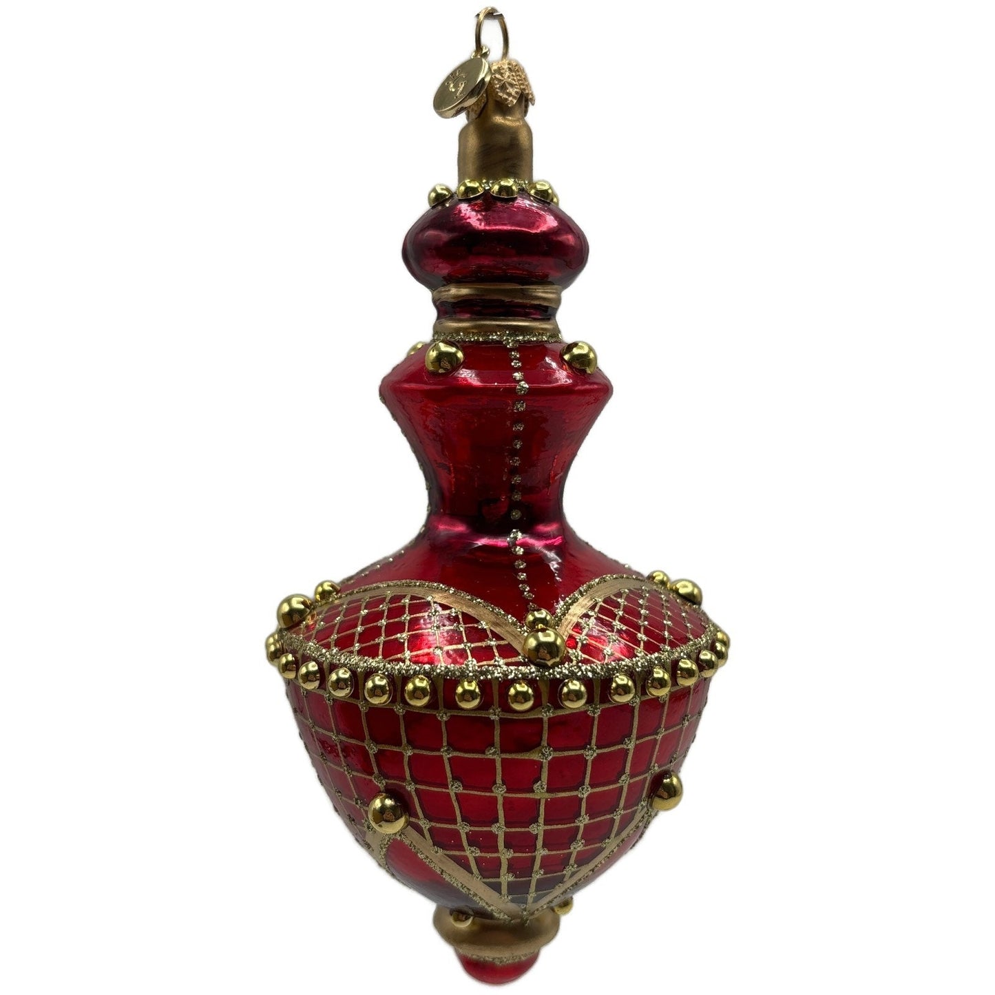 Glitter Lab Jeweled Hourglass Drop Red Gold Christmas Tree Ornament
