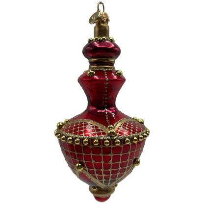 Glitter Lab Jeweled Hourglass Drop Red Gold Christmas Tree Ornament