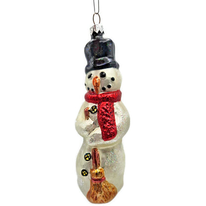 Christopher Radko Snowman With Broom Red Scarf Christmas Tree Ornament