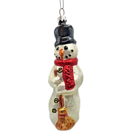 Christopher Radko Snowman With Broom Red Scarf Christmas Tree Ornament