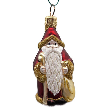 Patricia Breen Miniature Woodland Santa Claus Bordeaux Christmas Tree Ornament
