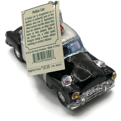 Police Car Ornament OWC Black White Old World Christmas Holiday Tree Decoration