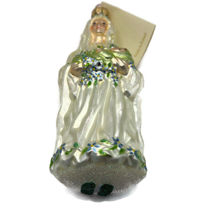 Patricia Breen Bountiful Madonna Flowers Pearl White Christmas Tree Ornament