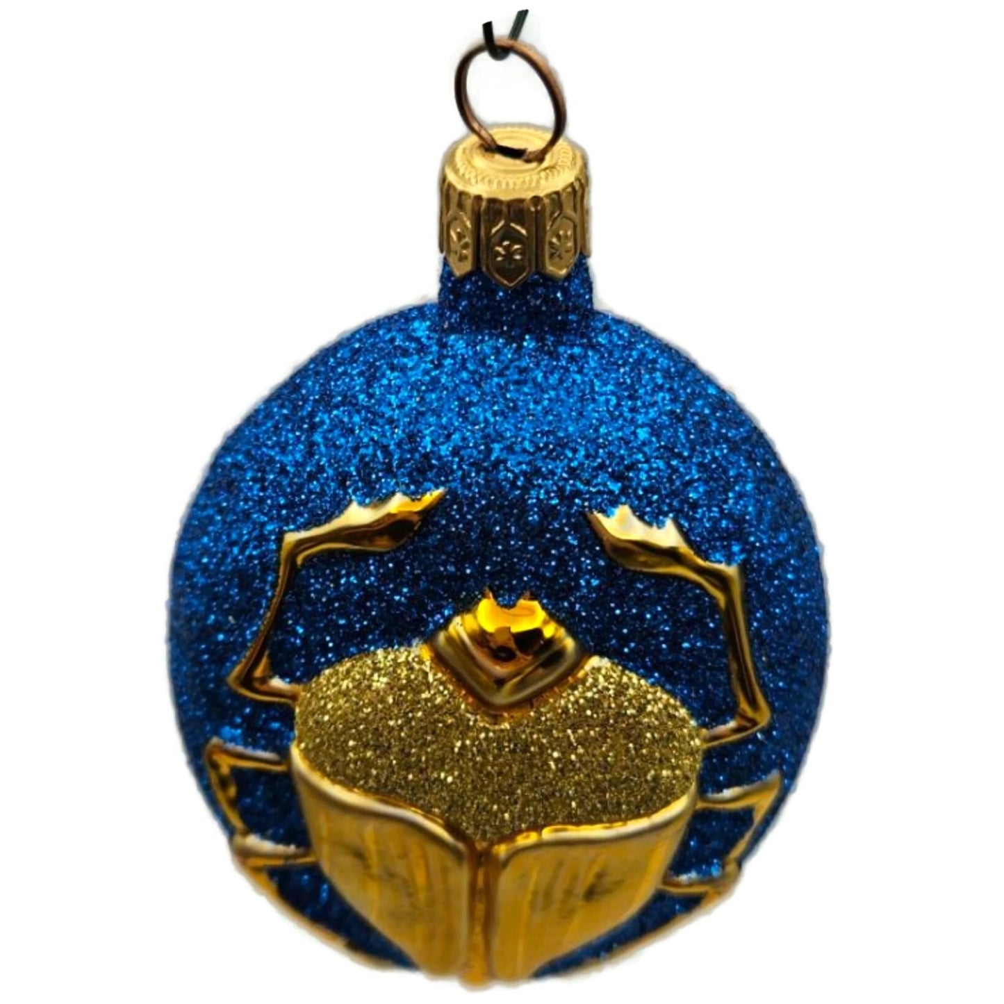 Patricia Breen Cleopatras Scarab Blue Gold Beetle Glass Christmas Ornament 9709