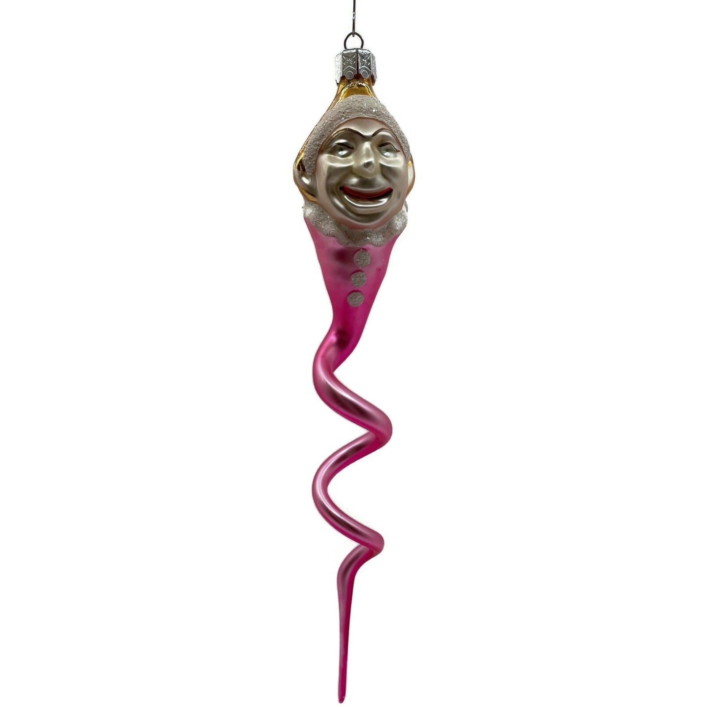 Christopher Radko Clown Snake Pink Gold Jester Spiral Twist Christmas Ornament