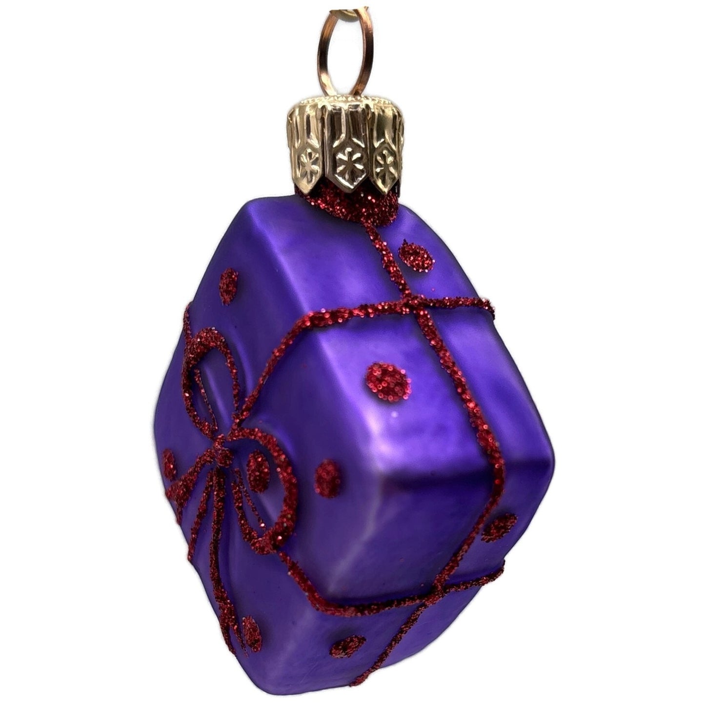 Patricia Breen Beribboned Present Purple Red Polka Dots Gift Christmas Ornament
