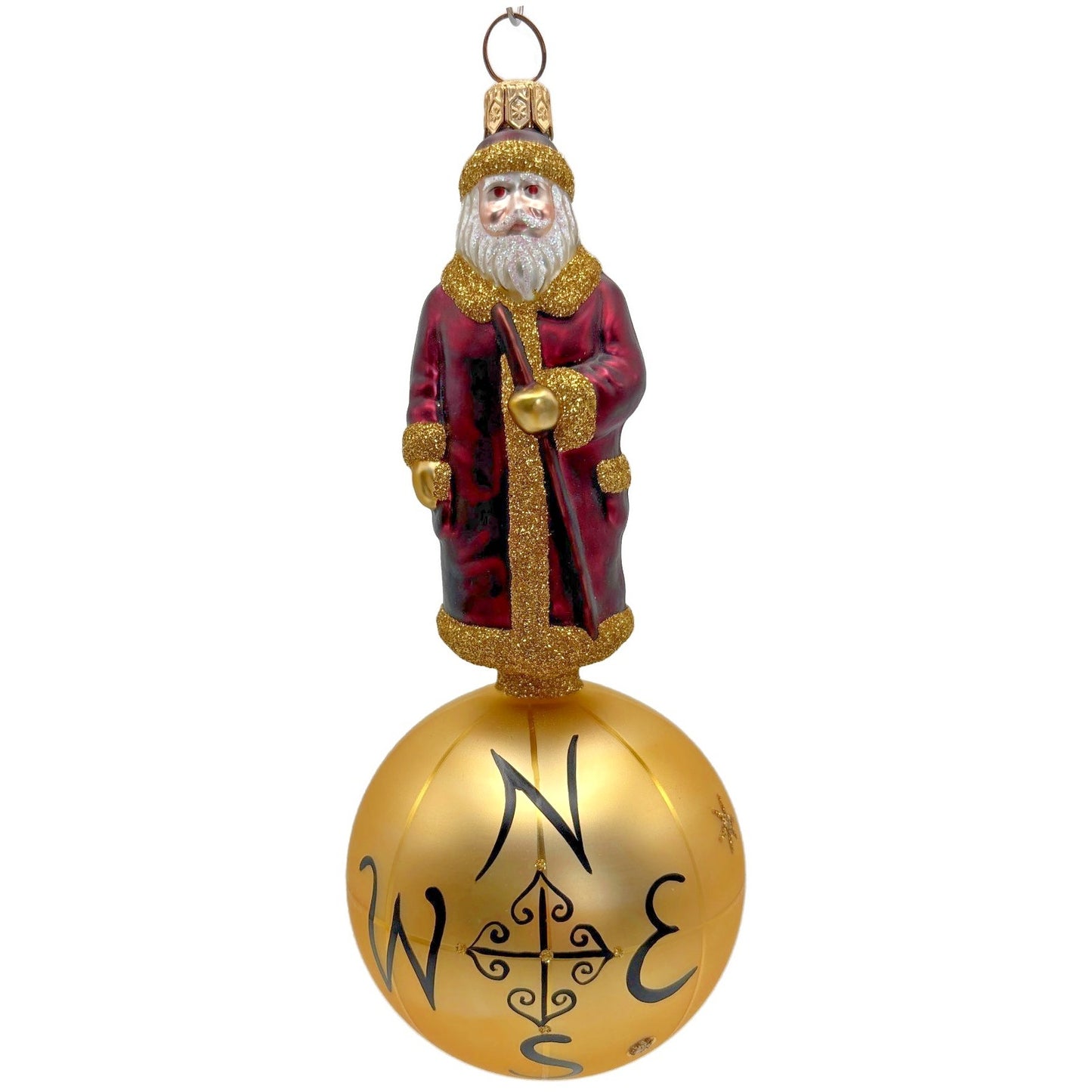 Patricia Breen Sojourning Santa Bordeaux Snowflakes Christmas Ornament Nieman