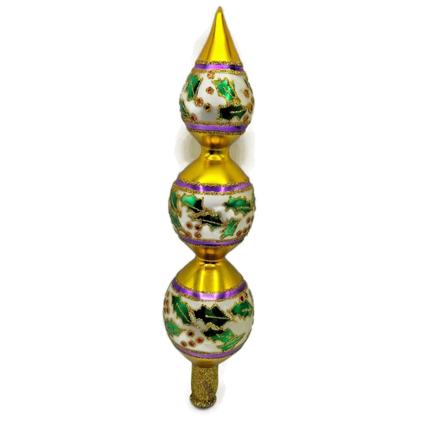 Christopher Radko Holly Ribbons Finial Christmas Holiday Tree Topper 91-153-2
