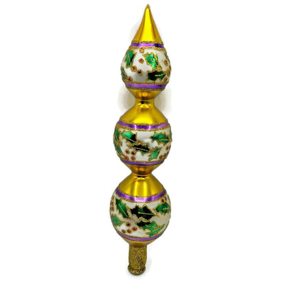 Christopher Radko Holly Ribbons Finial Christmas Holiday Tree Topper 91-153-2