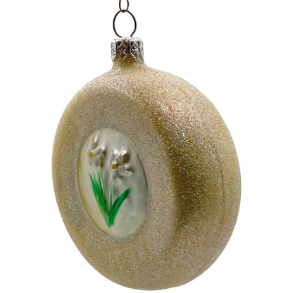 Patricia Breen Dish and Spoon Yellow Painted Flowers Christmas Tree Ornament