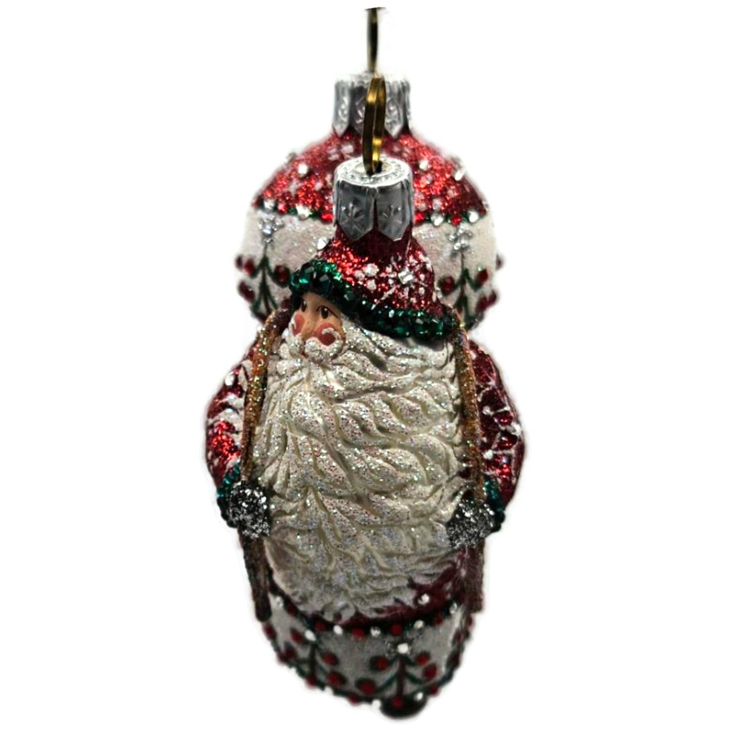 Patricia Breen Santa for Liliana Red Jeweled Glass Christmas Tree Ornament 2857