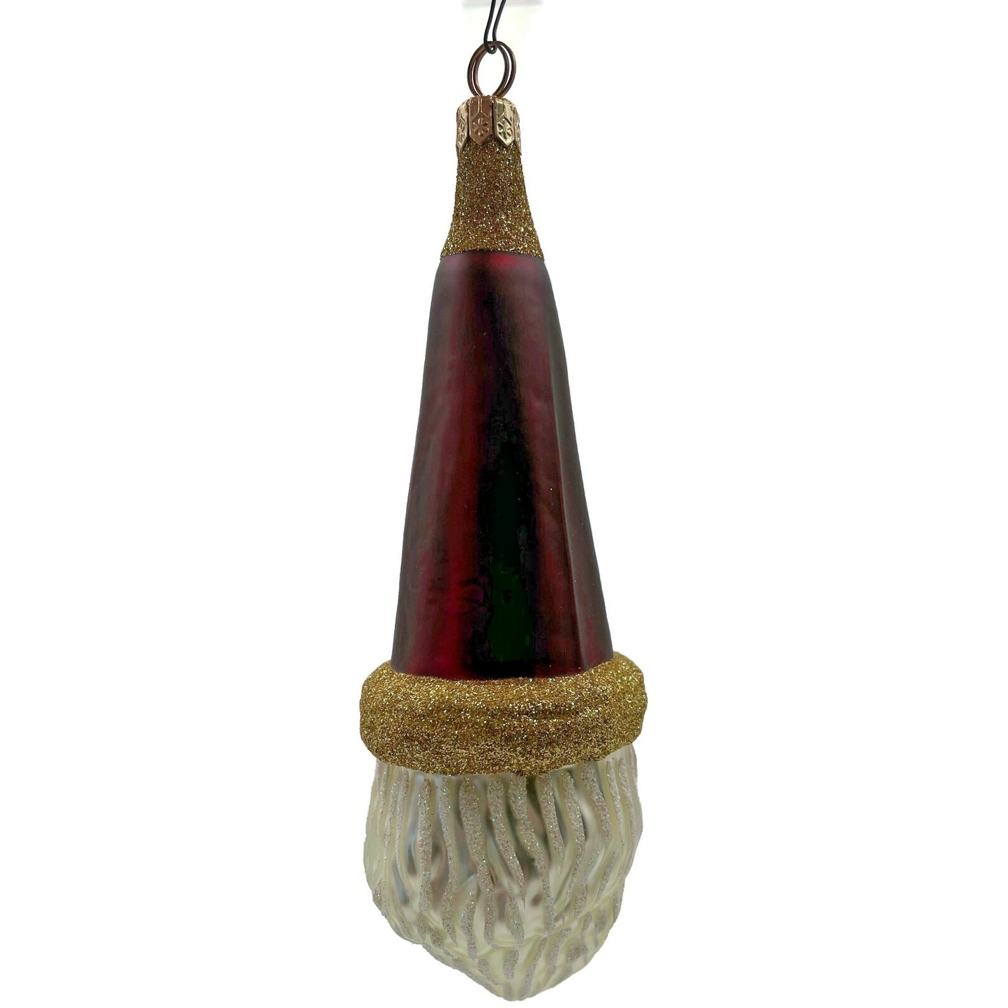 Patricia Breen Wink of His Eye Bordeaux Santa Claus Head Christmas Tree Ornament