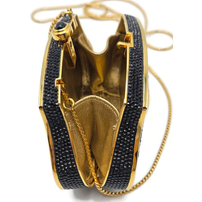 Judith Leiber Couture Leopard Crystal Minaudiere Shoulder Bag With Dust Bag