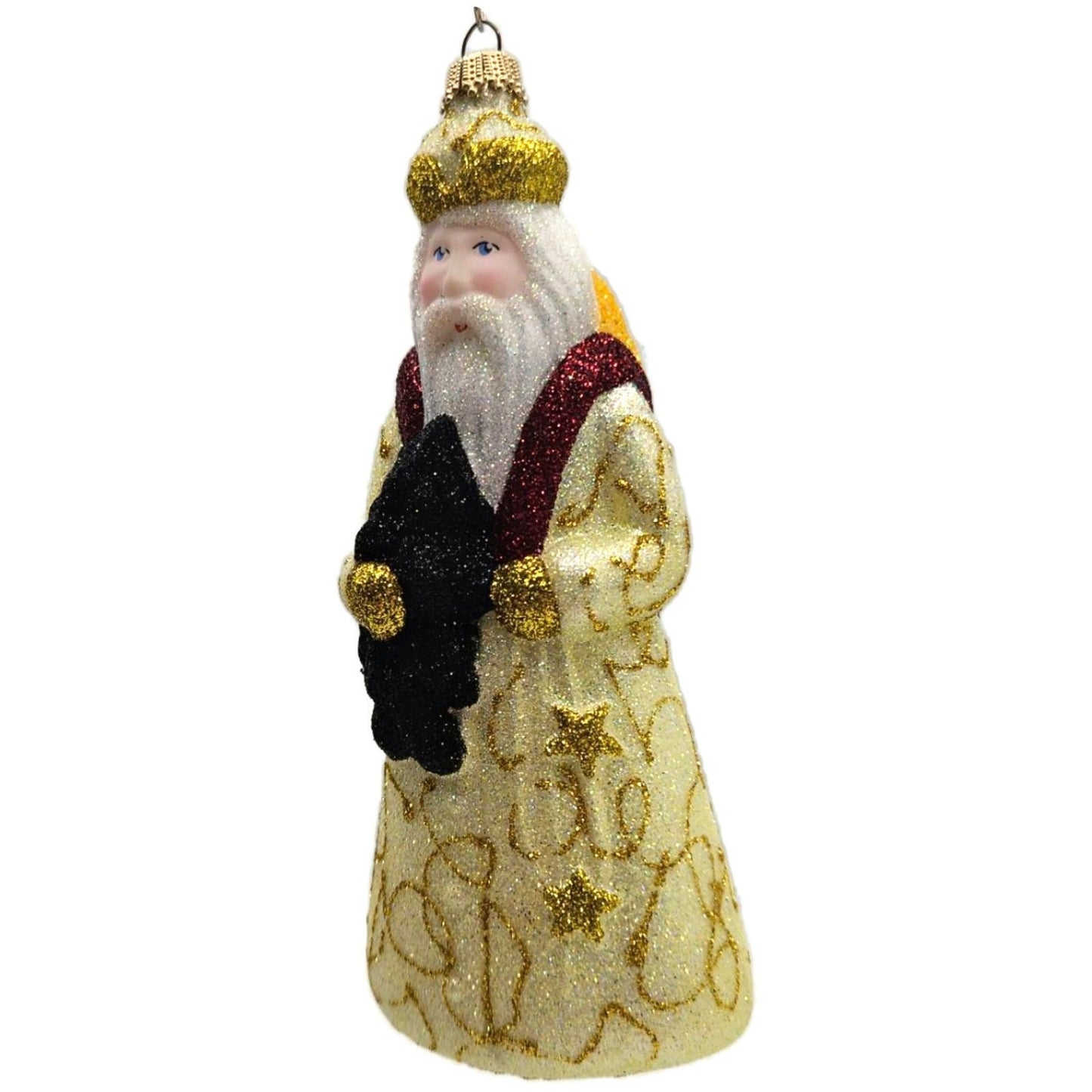 Larry Fraga Mr. Fabulous Santa Tree Gold Stars Glitter Series Christmas Ornament