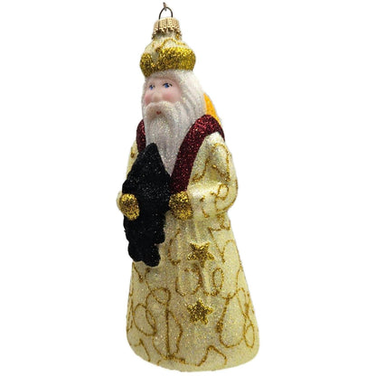 Larry Fraga Mr. Fabulous Santa Tree Gold Stars Glitter Series Christmas Ornament