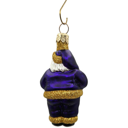 Patricia Breen Miniature HO HO HO Purple Santa Claus Christmas Tree Ornament
