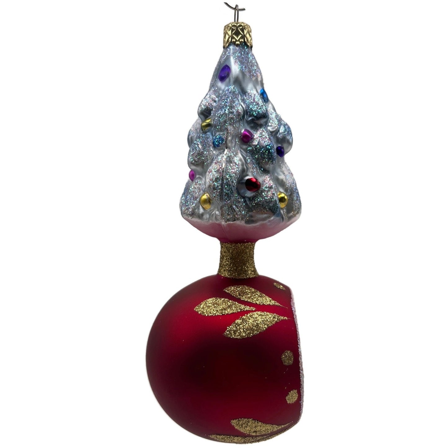 Old World Christmas Tree On Ball Glitter Star Reflector Red OWC Holiday Ornament