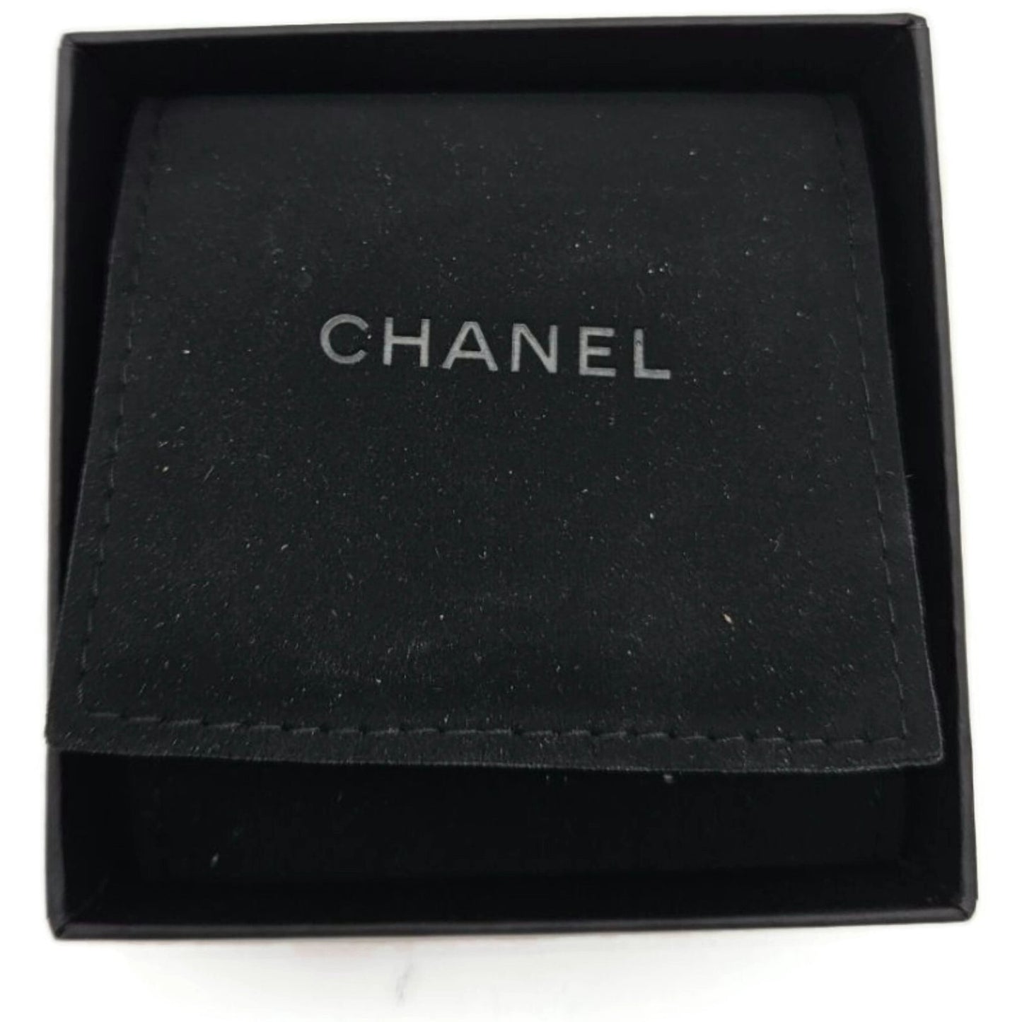 Co Co Chanel Brooch Pin Striped Enamel White Navy Blue with Velvet Pouch Box Tag