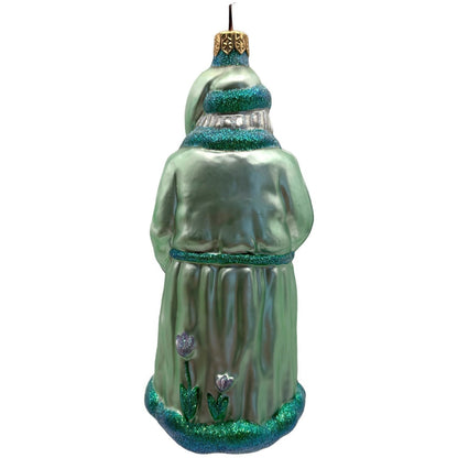 Patricia Breen Santa Dreams of Spring Flowers Gold Green Christmas Tree Ornament