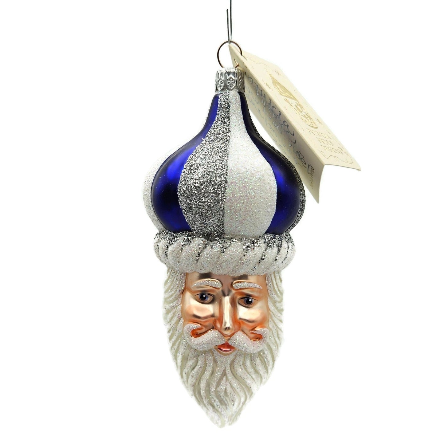 Patricia Breen Carnival Noel Blue Silver Santa Claus CO Christmas Tree Ornament