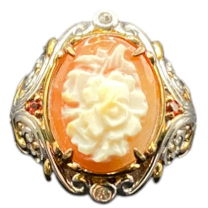 Gems En Vogue II Jewelry Set Italian Shell Cameo Flower Necklace Earrings Ring