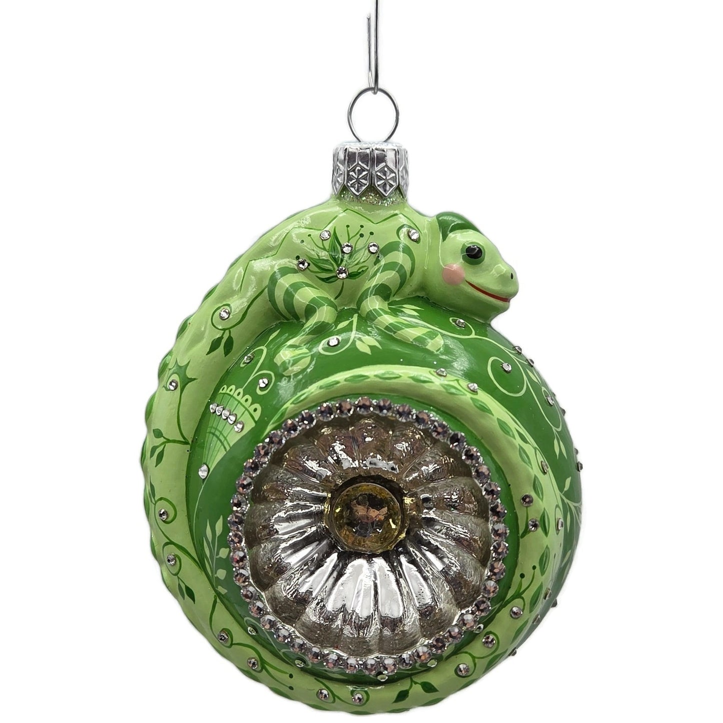 Patricia Breen Happy Holidays Hamish Verdant Green Chameleon Christmas Ornament