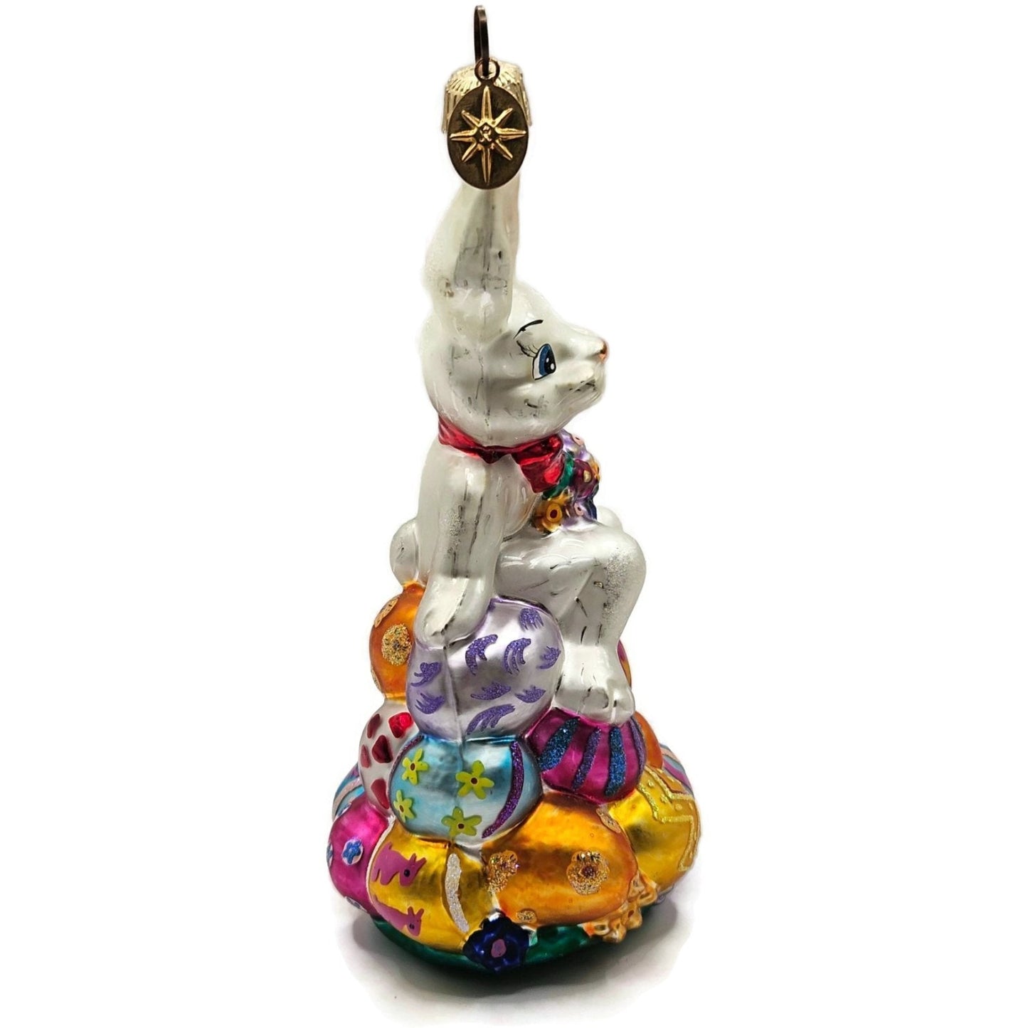 Christopher Radko Egg Hop Easter Bunny Egg Holiday Glass Ornament 004960