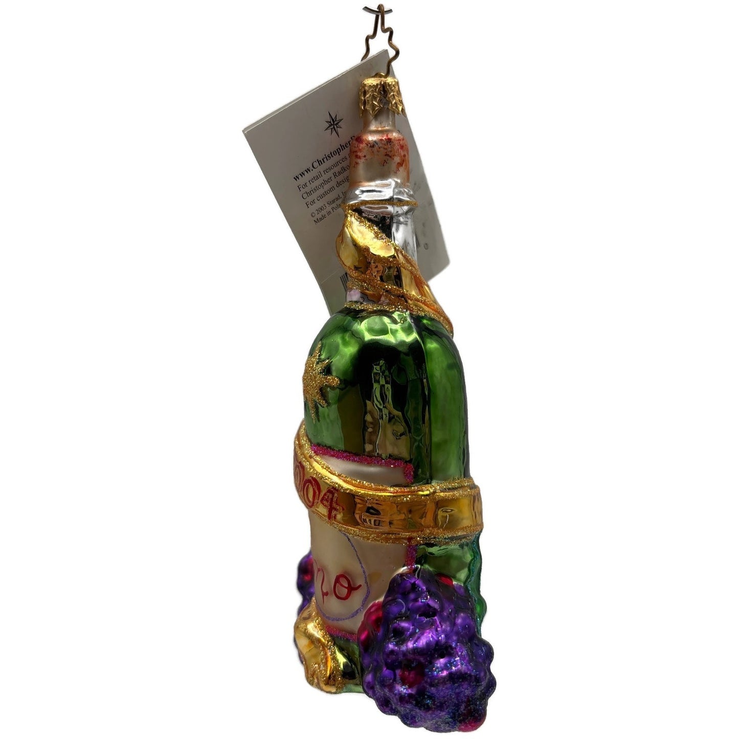 Christopher Radko A Vintage Year 2004 Wine Bottle Christmas Ornament 1010931