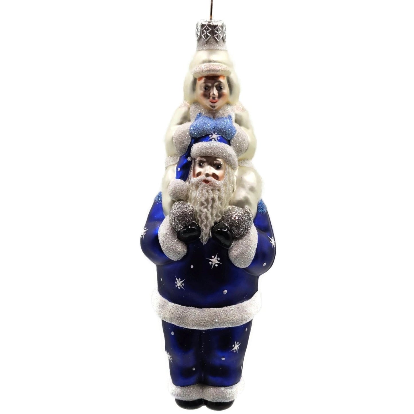 Patricia Breen Carry Me Santa Claus Cobalt Pearl Snowflakes Christmas Ornament
